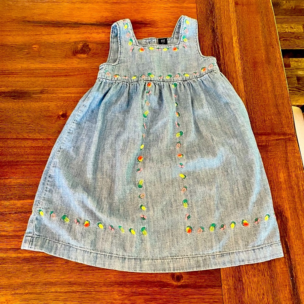 Gap Embroidered Chambray Denim Dress
